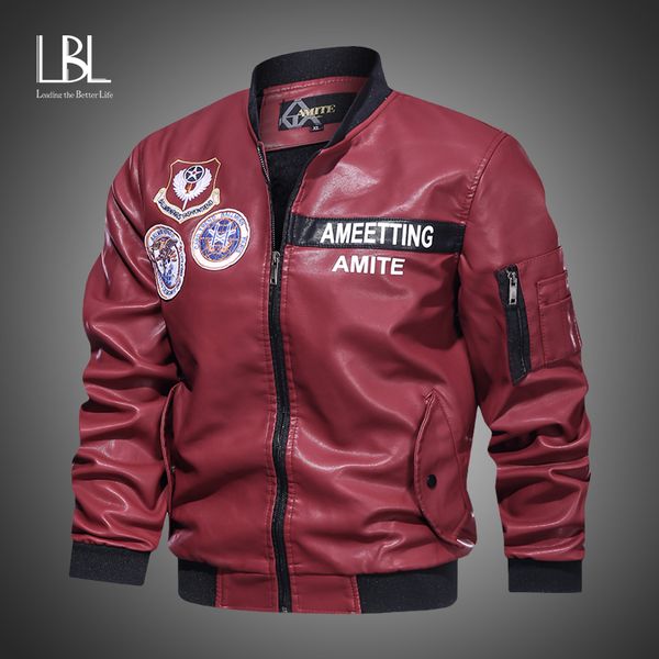 

winter men leather jacket thick motorcycle pu warm windbreaker faux s hoody outwear brand coats 201105, Black;brown