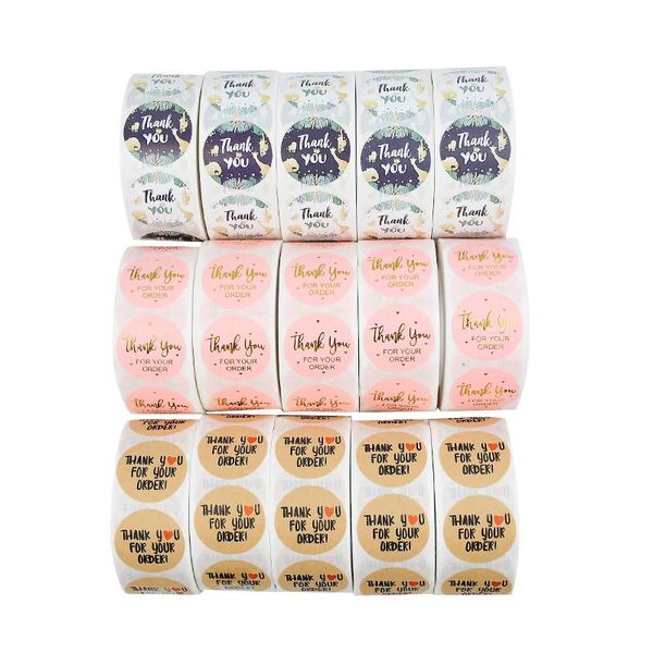 RAPPOGGIO DI RAGAZZO 500pcs/Roll Adesivi Grazie a Etichette Design Seal Weigh