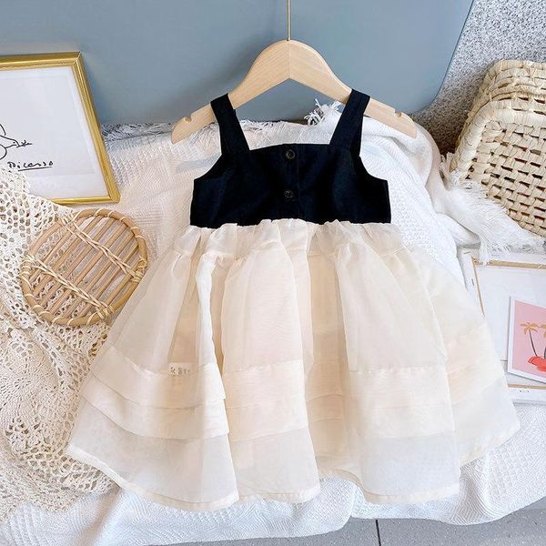 Mädchenkleider Mädchen Frühling Sommer 2022 Puffy Schwarzes Kleid Elegante Kleidung für kleine Mädchen Großhandel Viele Bulk-Kleidung Baby-Mädchen-Outfits