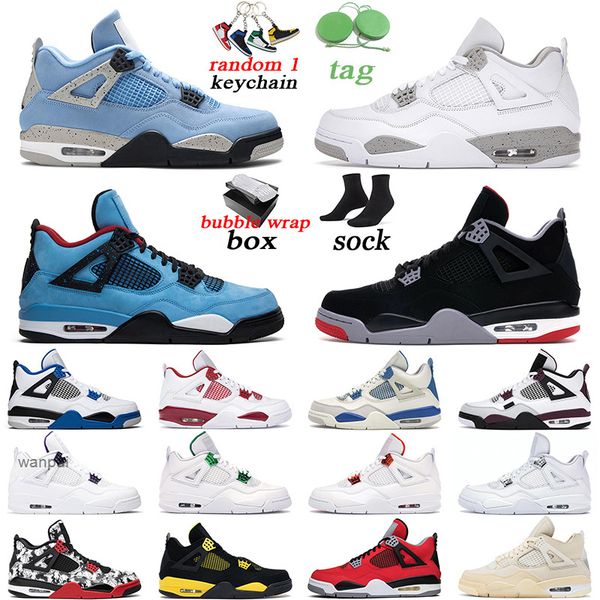 

with box original basketball shoes jumpman 4 bred men women 4s university blue fire red black cat white oreo mens trainer sports sneakers