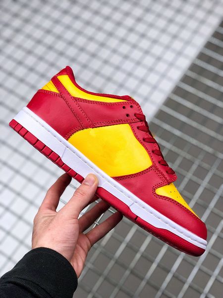 

brand shoes skateboard low retro midas gold/tough red-white leather outdoor trainers delivery 36-46
