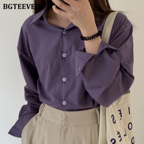 

chic purple women shirts 2022 summer full sleeve single-breasted female blouses elegant loose blusas mujer, White