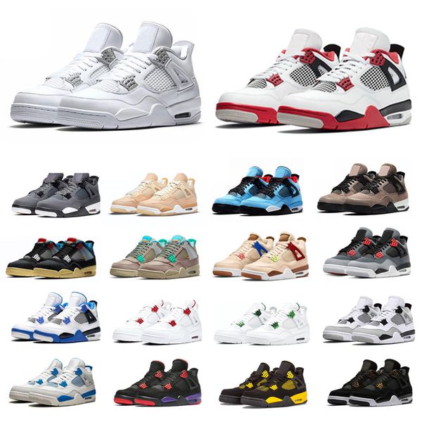

men women basketball shoes 4s 4 university blue white oreo black cat fire red motosports royalty breathable mens trainers sports sneakers