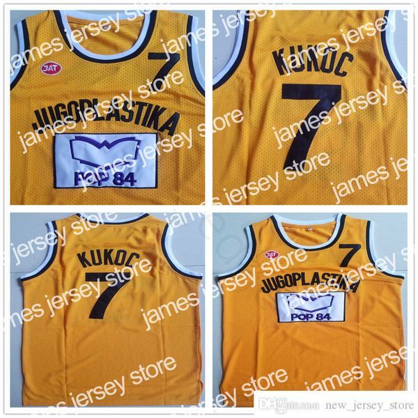 

new ncaa college jugoplastika yugoslavia european #7 toni kukoc jersey yellow mens stitched toni, Black