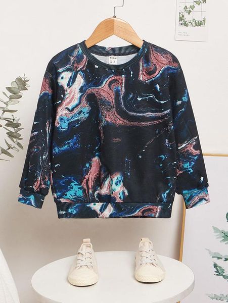 

toddler boys marble print pullover she, Black