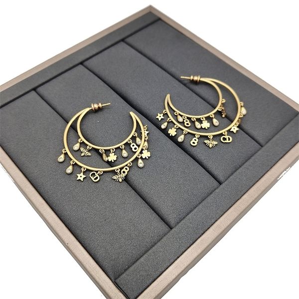 

50% off online big ring earrings women's fashion temperament simple diamond earrings factory batch high price excellent, Golden