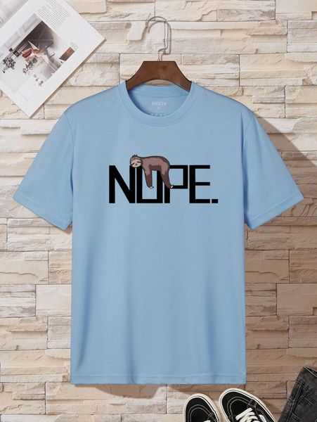 

men sloth and letter graphic tee d76c#, White;black