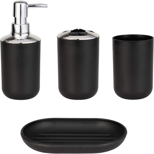 4pcs lüks banyo aksesuarları plastik diş fırçası tutucu fincan sabun dağıtıcı tabak tuvalet tutucu pompa şişe fincanı banyo seti 220624