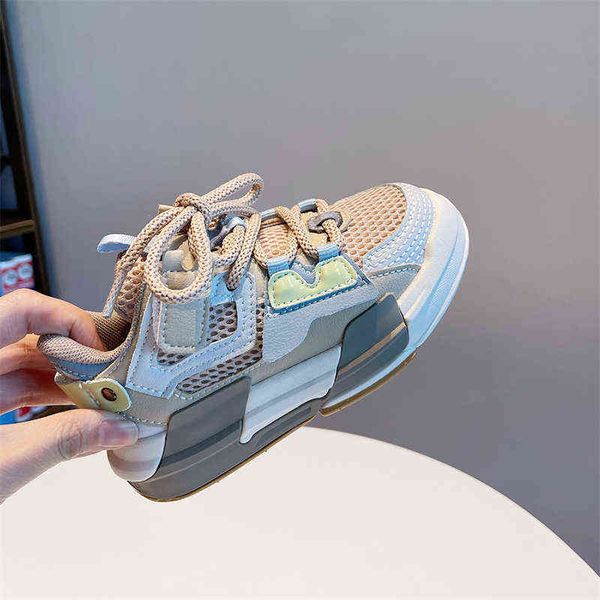 

new spring children casual shoes hook & loop flats kids sneakers student sports shoes boys girls mesh baby breathable 03 g220413, Black;red
