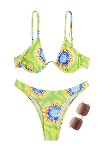 

tie dye push up bikini swimsuit r6y0#, White;black
