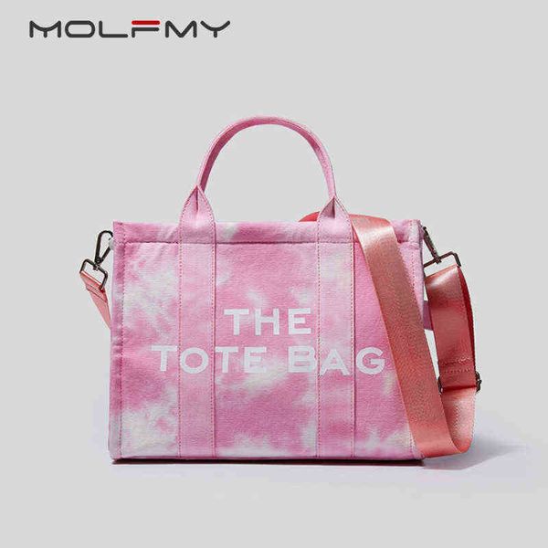 

2022 fashion designer women's canvas handbags letter printed gradient color shoulder crossbody bag for female casual tote 220512