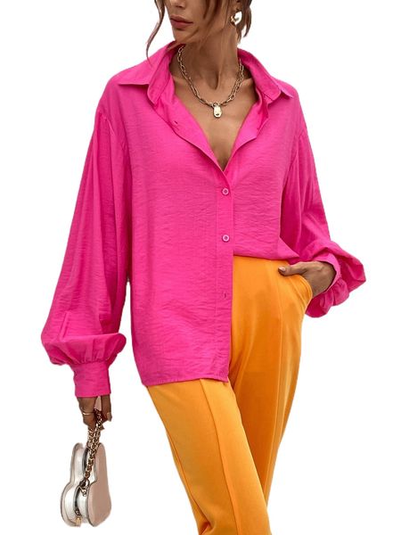 

button through bishop sleeve blouse s60i#, White