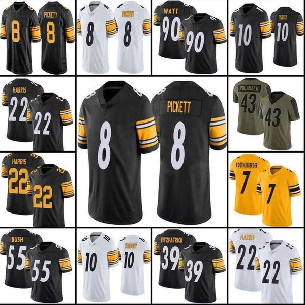 

8 kenny pickett 22 najee harris chase claypool 90 t.j. watt football jersey dwayne haskins mitchell trubisky pat freiermuth fitzpatrick troy, Black;red
