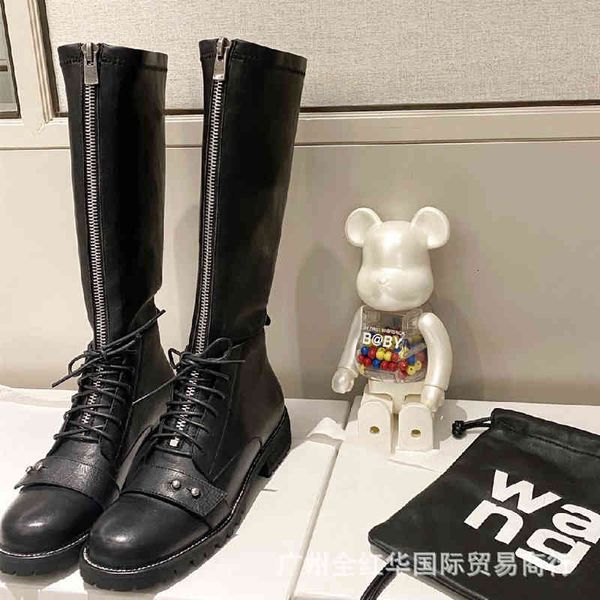 

boots star autumn and winter high-heeled soft leather knight boots front zipper high british style knee less motorcycle lace up women, Black