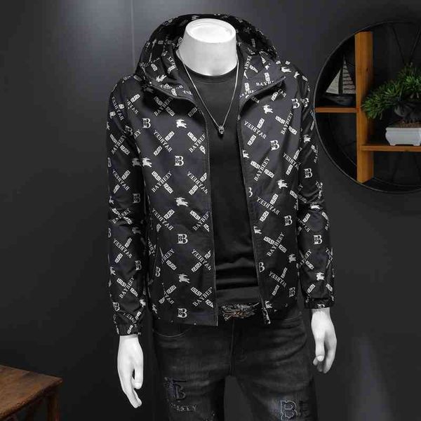 

men's luxury fashion brands menswear new slim fit casual hooded jacket, Black