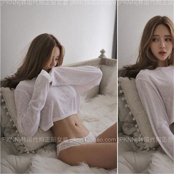 

new spring t shirt women elasticity t-shirt korean style tee woman clothes slim tshirt female skinny long sleeve 210311, White