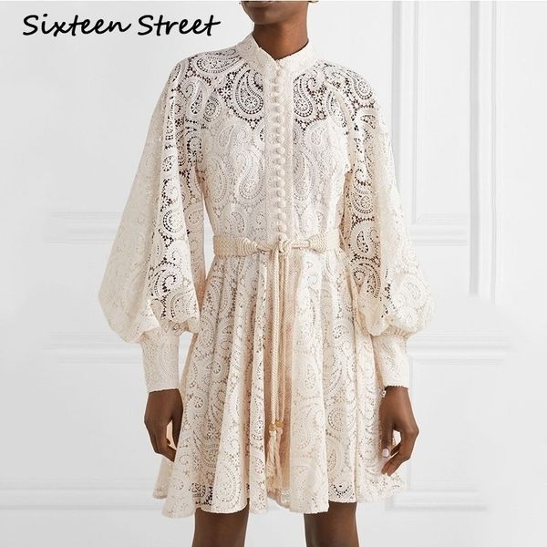 

spring female dress ladies stand collar long sleeve embroidery apricot button dresses woman vintage y200805, Black;pink