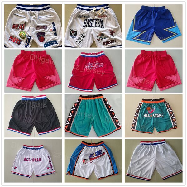 

men basketball all-star shorts hippop running wear sweatpants drawstring elastic waist sport pant black white blue green red team stitched h