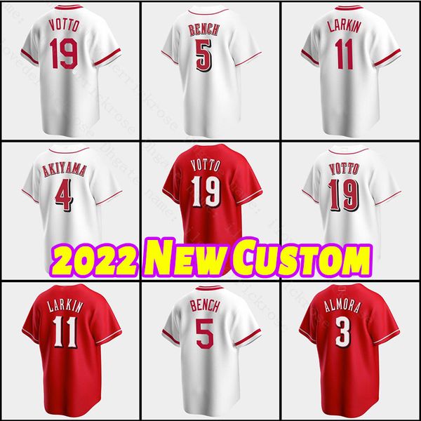 

19 joey votto jersey reds 5 johnny bench cincinnati 14 pete rose baseball mike 11 barry larkin moustakas pham hunter greene tyler stephenson, Blue;black