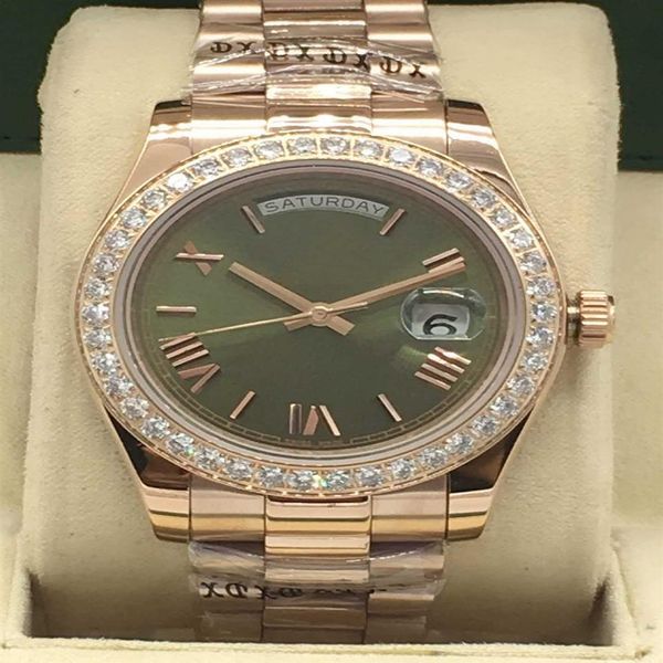 

day date mens watch men's automatic watches 2813 41mm mechanical movement wristwatches stainless steel diamond m210e, Slivery;brown
