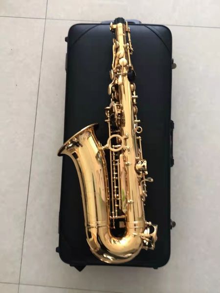 Europäisches High-End-Eb-Profi-Altsaxophon, Messingrohr-Korpus, Knopf, vergoldetes Drop-E-Tuning, Altsaxophon-Instrument