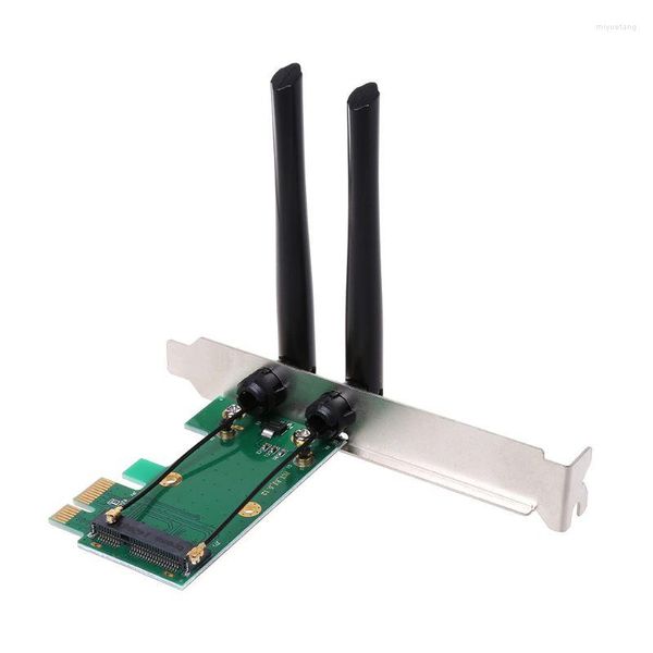 Cabos de computador conectores Card de rede sem fio wi-fi mini pci-e expresso para adaptador 2 antena externa pc tablet laptop telefon