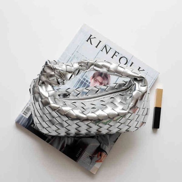 

2022 woven knotted leather handbag underarm handbag women's