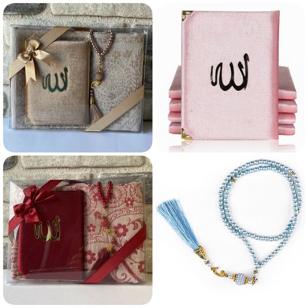 3-teiliges muslimisches Gebetsteppich-Set, Sejadah-Rosenkranz, Yasin al-Sharif, Buchmatte, Geschenk, islamische Artikel, Eid Ramadan, 220401