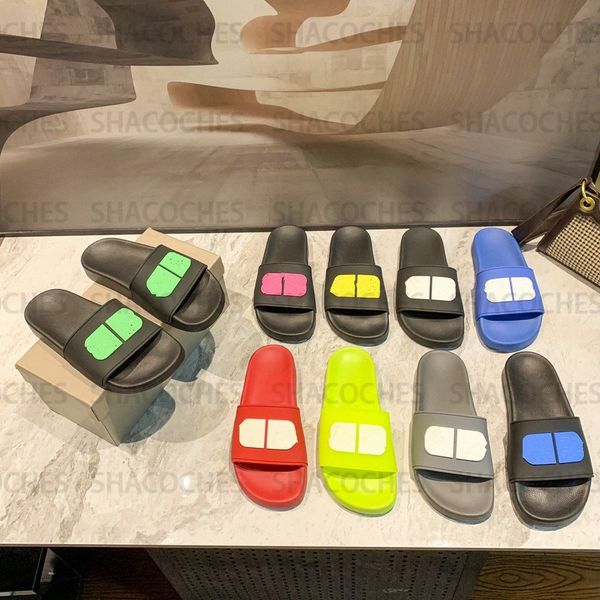 

sales paris male womens summer sandals beach slide home slippers black white flat scuffs sliders runner shoes pattern bb rubber sandal beach