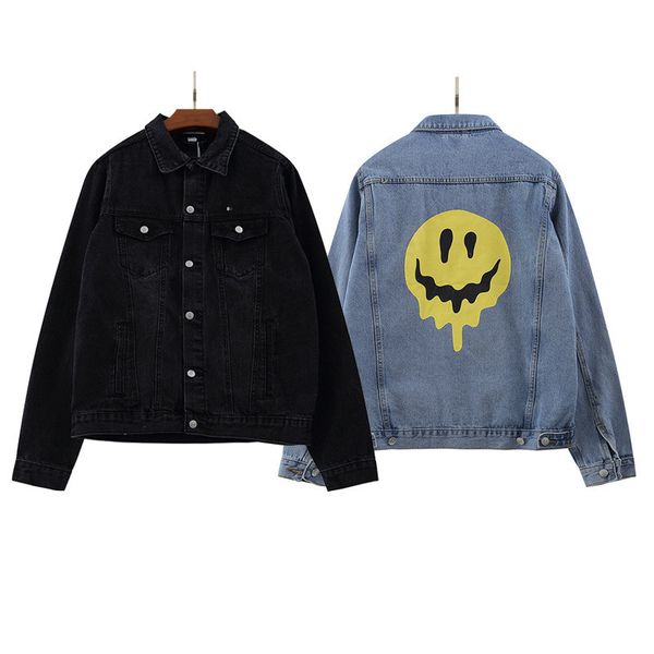 

22ss designer mens jeans jackets outwear coats jean long sleeve hip hop casual streetwear denim cowboy women men blue smiling face pockets, Black;brown