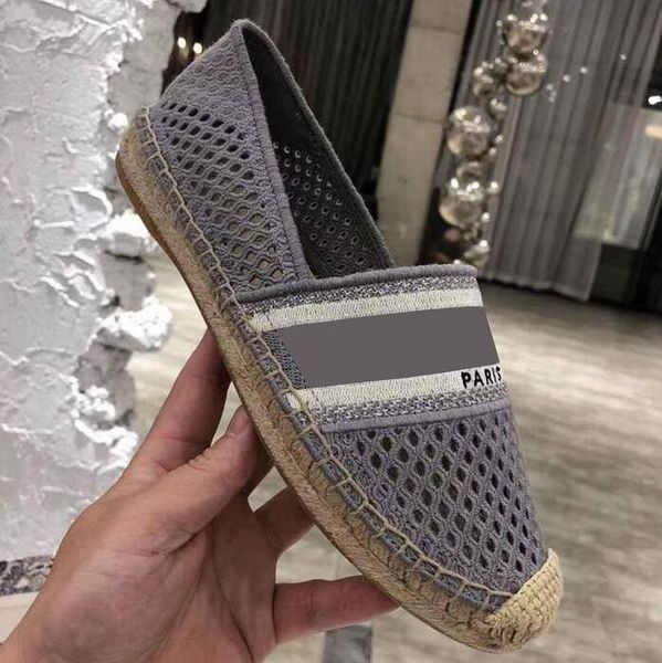 

2022 women luxurys casual shoes espadrilles summer designers ladies flat beach half slippers fashion woman loafers fisherman canvas shoe 35-, Black