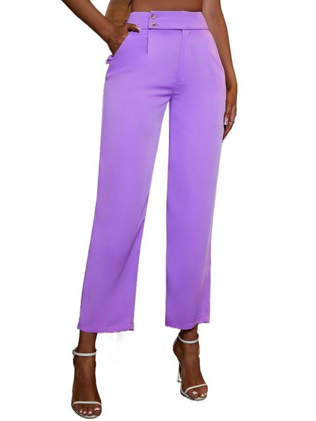 

sxy button front pocket straight leg pants c3cb#, Black;white