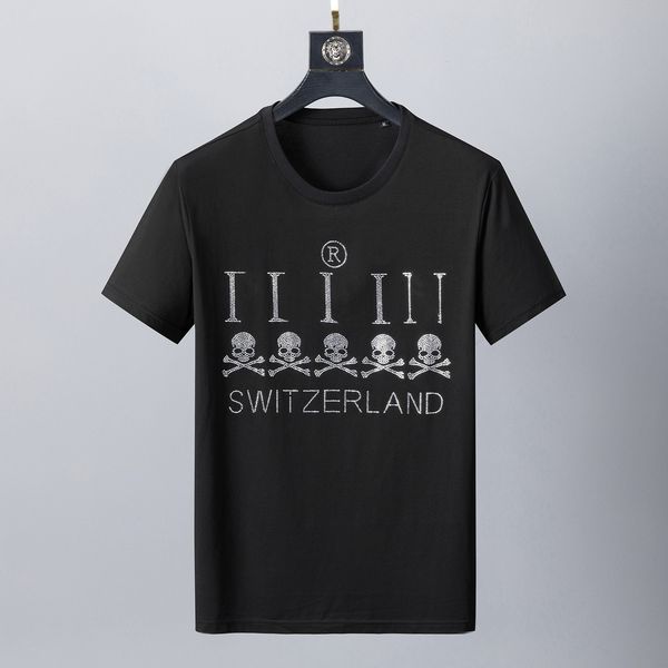 

2022ss summer plain men's t-shirts cotton women clothes funny short sleeve o neck tees printing phillip t-shirts pp size :m--xl-xxl-xx, White;black