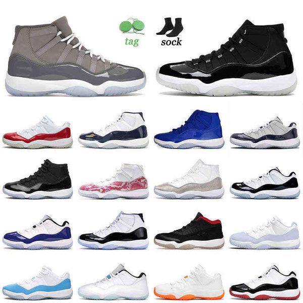 

25th anniversary jumpman 11 11s xi mens basketball shoes cool grey metallic silver space jam cap and gown legend blue concord sneakers, White;red