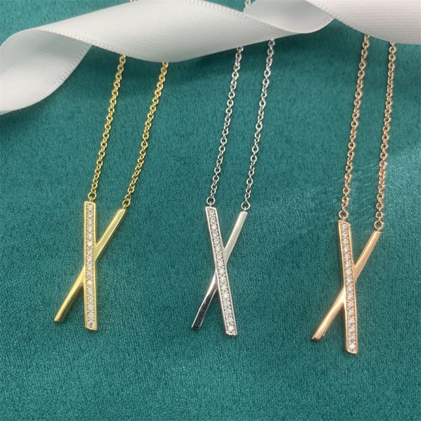

original fashion designer key necklaces women's silver tf necklace pendant x necklace heart tag love cross brand designer necklaces wed