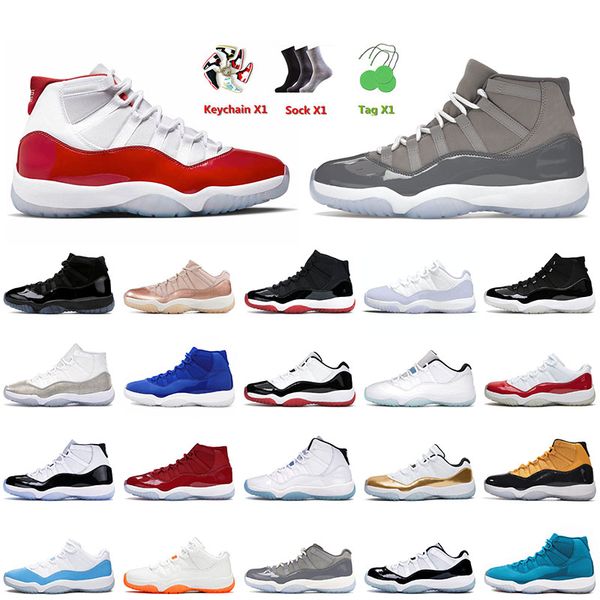 

new jumpman 11 11s xi basketball shoes cool grey cherry 25th anniversary high bred cap and gown varsity red men women trainers sneakers spor