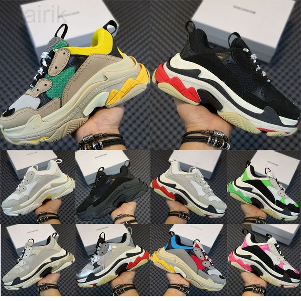 

original triple s casual shoes designer platform sneakers men women 17fw paris chaussures vintage dad shoe white black cream yellow red mens