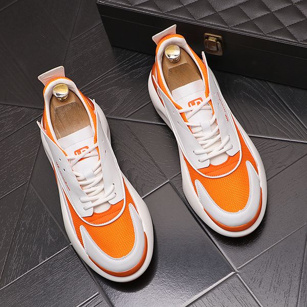 

european fashion business wedding dress shoes low-platform casual board sneakers breathable round toe thick bottom walking loafers n126, Black