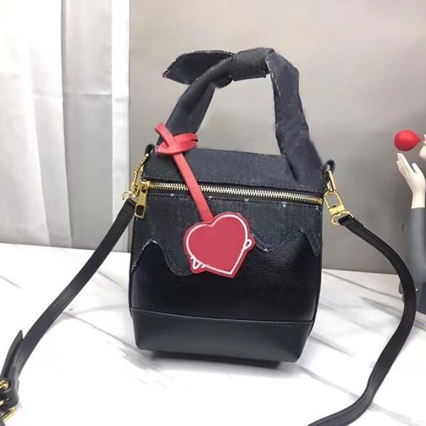 

women's luxury brand handbag shoulder bags purses men lady fashion denim bucket shape handbags women bow handle genuine leather bag tot