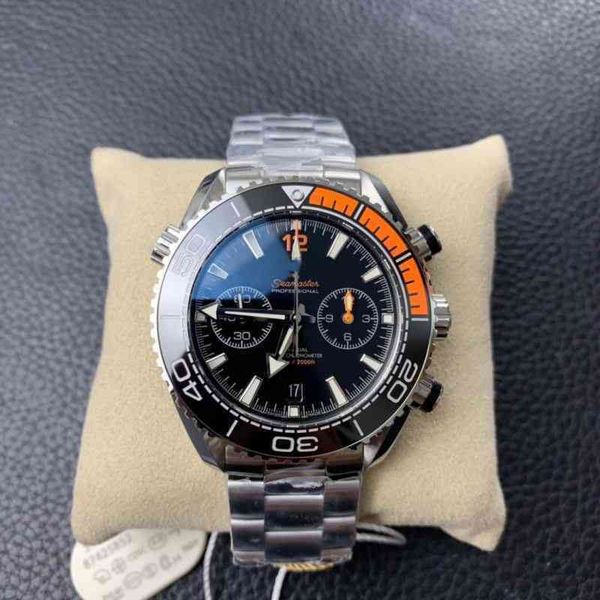 

diving luxury fashion classic mechanical watch om factory 600 meters 9900 multi-function chronograph, Slivery;brown