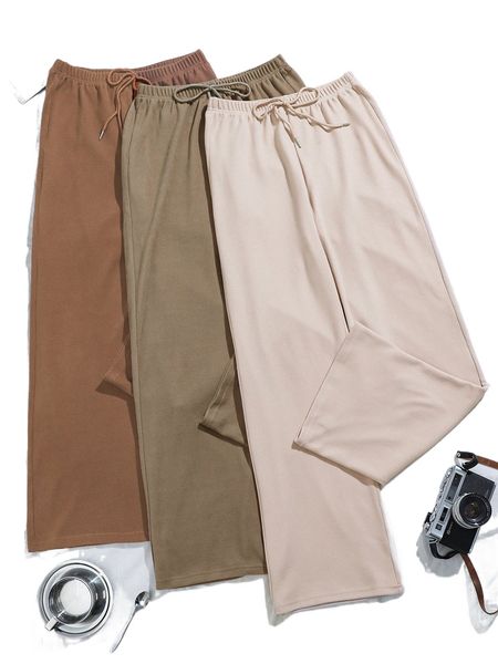 

3 pack knot waist lounge pants s5oc#, Black;red