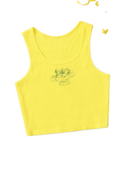 

letter and angel print rib-knit tank l1wa#, White