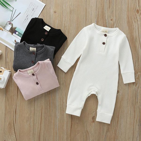 

6 colors kids girls boys solid cotton rompers newborn infant long sleeve jumpsuits spring autum toddler baby climbing clothes, Blue