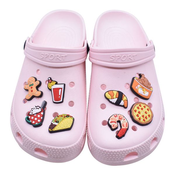 Sapatos encanta de comida para churrasco sapatos de festa decoração pizza vegetal frutas hambúrguer pão de cola havaí acessórios
