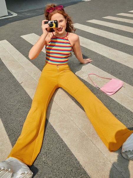 

teen girls striped cami & pants set she, White