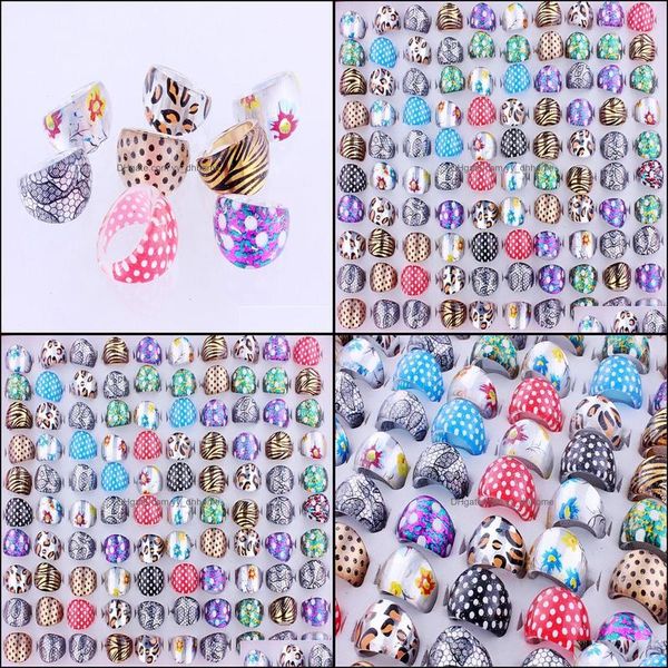 Band Rings Jewelry lotes de atacado 20pcs Sexy Colorf Leopard Print Design Lovely Children Ring Resin Lucite Fashion Jewelr Dhfqj