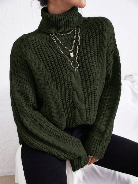 

cable knit turtle neck sweater i0dp#, White;black