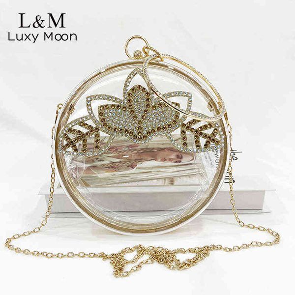 

evening bags transparent acrylic clutch bag for women party diamond luxury designer handbag round chain shoulder evening bag purse sac x574h