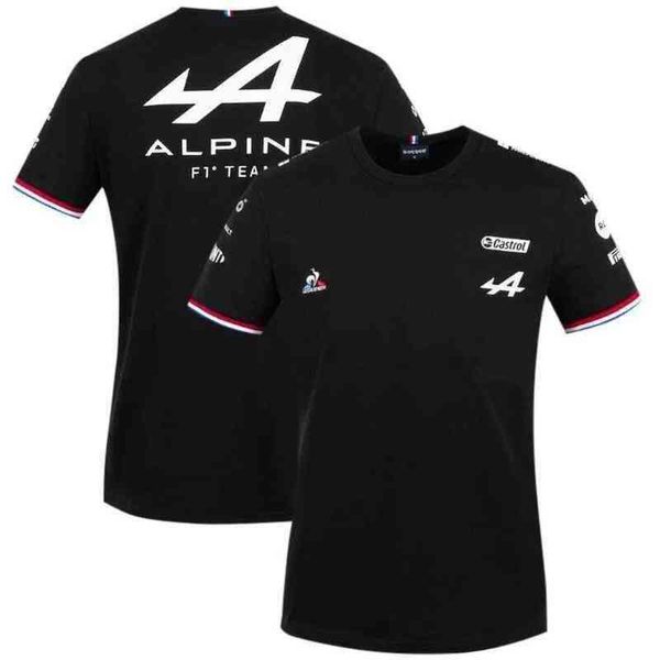 

2022 f1 formula one alpine team alonso blue short sleeve men's and women's racing spectator summer 14 aokang t-shirt, White;black
