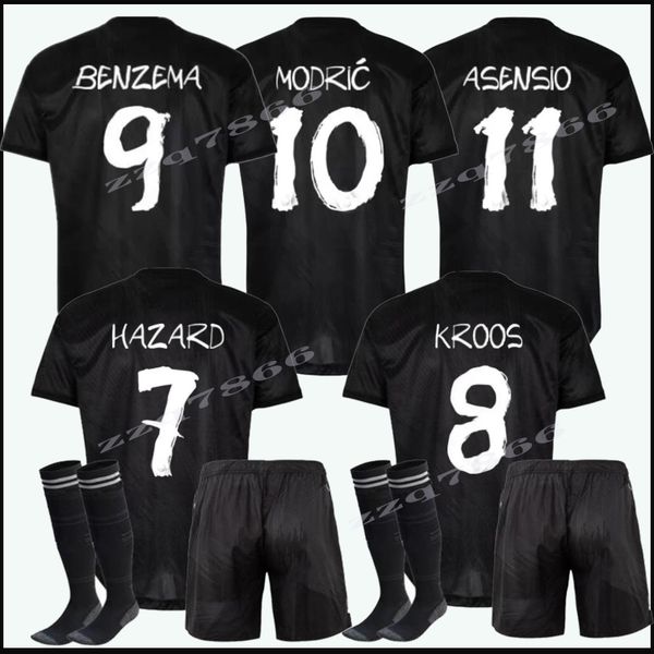 

22 23 benzema fans player version soccer jerseys 120th anniversary hazard asensio modric vini jr men kids kit special edition football shirt, Black;yellow